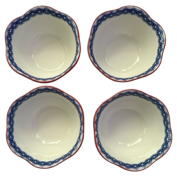 💐The Pioneer Woman Heritage Rose Cobalt Blue Soup Bowls Set of 4 - Picture 5 of 12